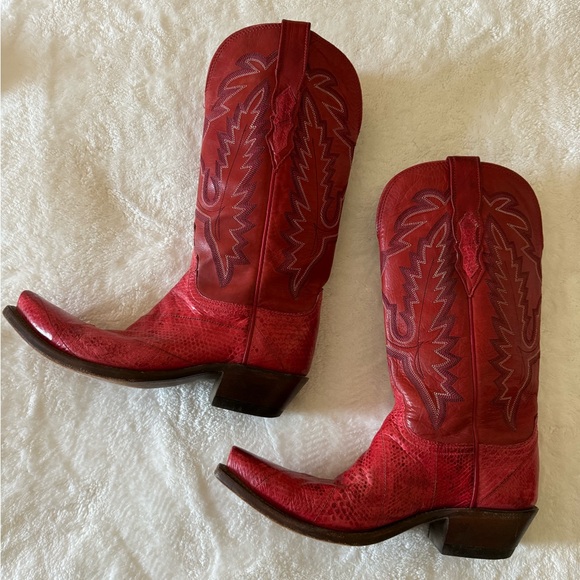 Lucchese Red Cowboy Boots - Picture 1 of 4